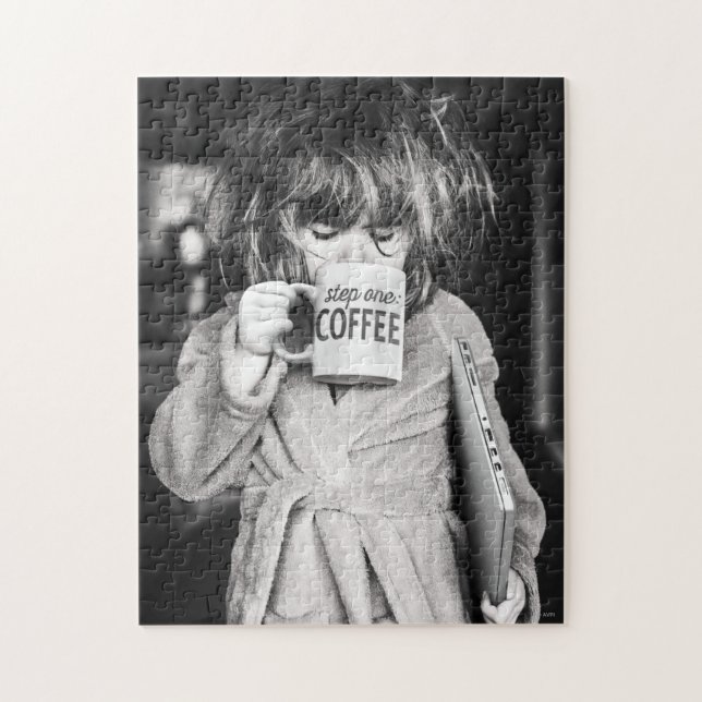 Kleine Girl Drink Kaffee Puzzle (Vertikal)