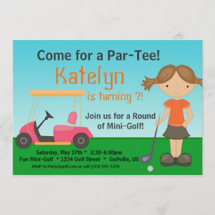 Kleine Girl Golfer Golf Geburtstagsparty Einladung