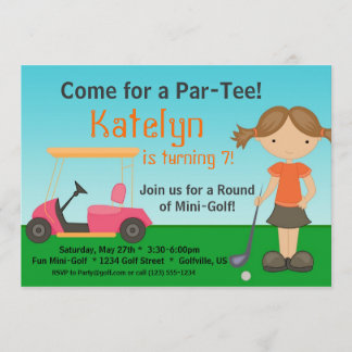 Kleine Girl Golfer Golf Geburtstagsparty Einladung