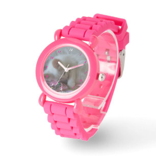 Kleine Girl Kitty Pink Silicone Strap Watch Armbanduhr