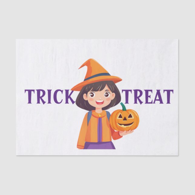 Kleine Girl Pumpkin Trick oder Treat Seidenpapier (Vorderseite)