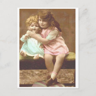kleine Girl-Puppe Vintage Postkarte