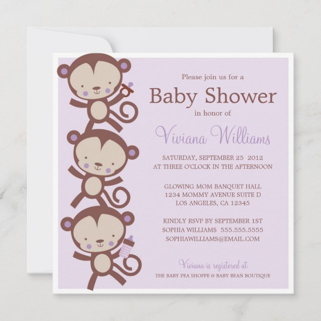 KLEINE GIRLMONKEYS| BABY SHOWING INVITATION EINLADUNG (Vorderseite)