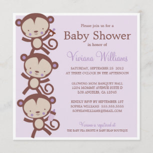 KLEINE GIRLMONKEYS  BABY SHOWING INVITATION EINLADUNG