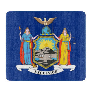 Kleine Glasschneidemaschine mit New Yorker Flagge Schneidebrett