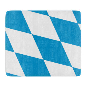 Kleine Glasschneidplatte - bayerische Flagge Schneidebrett