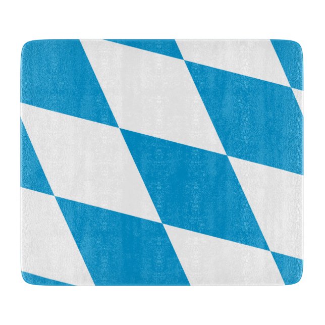 Kleine Glasschneidplatte - bayerische Flagge Schneidebrett (Vorderseite)