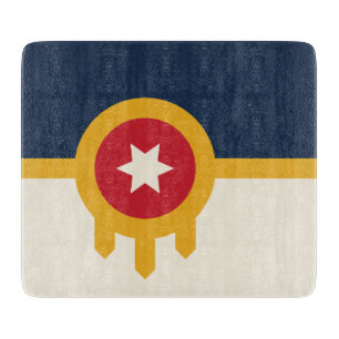 Kleine Glasschneidplatte, Flagge von Tulsa, Oklaho Schneidebrett