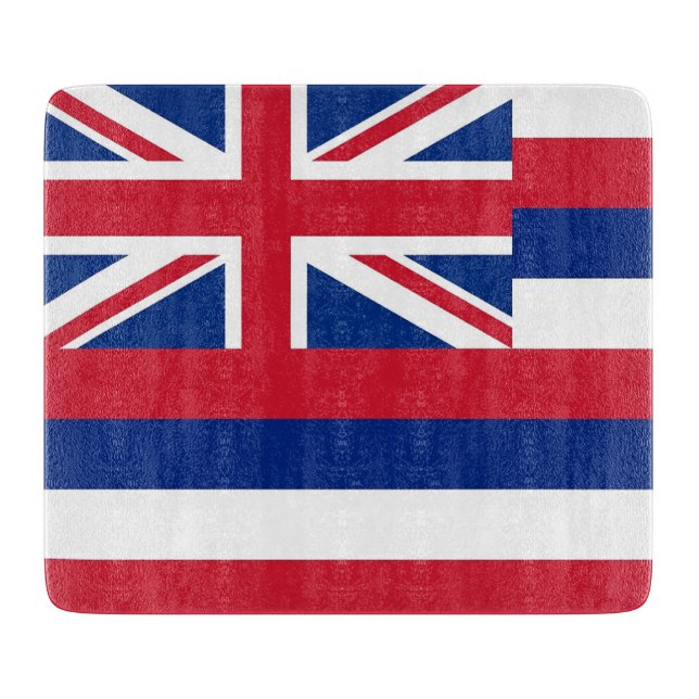 Kleine Glasschneidplatte mit der Flagge Hawaiis Schneidebrett (Vorderseite)