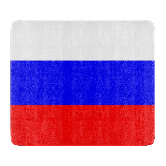 Kleine Glasschneidplatte mit der Flagge Russlands Schneidebrett (Vorderseite)