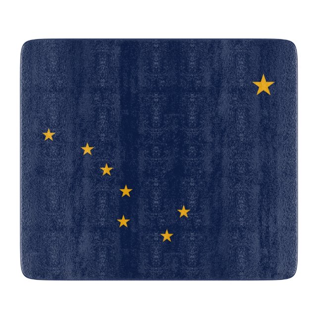 Kleine Glasschneidplatte mit der Flagge von Alaska Schneidebrett (Vorderseite)