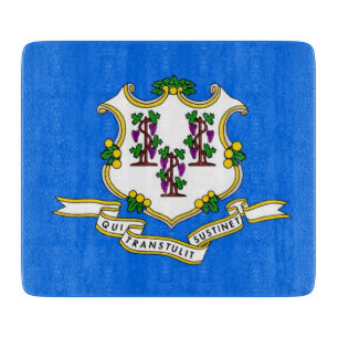 Kleine Glasschneidplatte mit der Flagge von Connec Schneidebrett