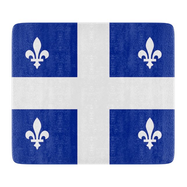 Kleine Glasschneidplatte mit der Flagge von Quebec Schneidebrett (Vorderseite)