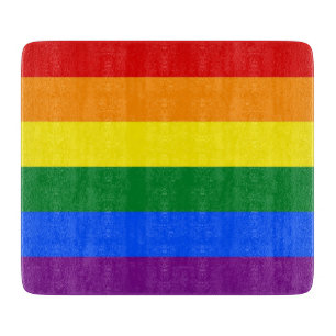 Kleine Glasschneidplatte mit der Pride-Flagge für Schneidebrett