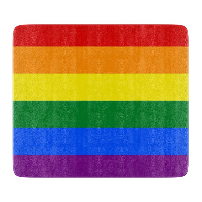 Kleine Glasschneidplatte mit der Pride-Flagge für  Schneidebrett (Vorderseite)