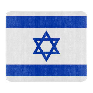 Kleine Glasschneidplatte mit israelischer Flagge Schneidebrett