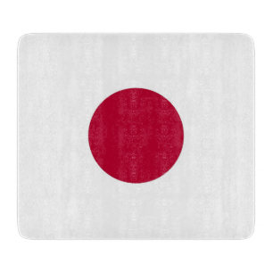 Kleine Glasschneidplatte mit japanischer Flagge Schneidebrett