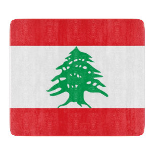 Kleine Glasschneidplatte mit libanesischer Flagge Schneidebrett