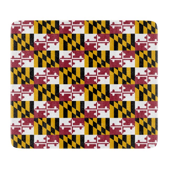 Kleine Glasschneidplatte mit Maryland-Flagge Schneidebrett (Vorderseite)
