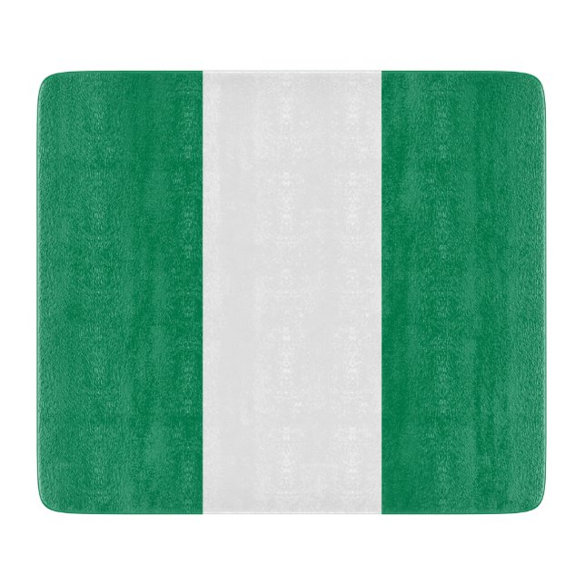 Kleine Glasschneidplatte mit nigerianischer Flagge Schneidebrett (Vorderseite)