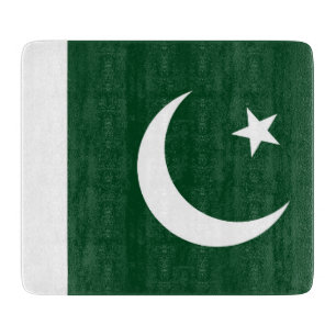 Kleine Glasschneidplatte mit pakistanischer Flagge Schneidebrett