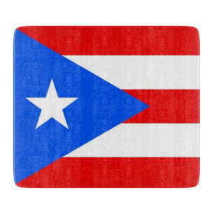Kleine Glasschneidplatte mit Puerto Rico-Flagge Schneidebrett