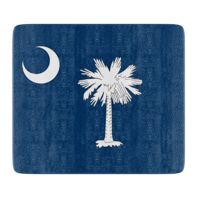 Kleine Glasschneidplatte mit South Carolina-Flagge Schneidebrett (Vorderseite)