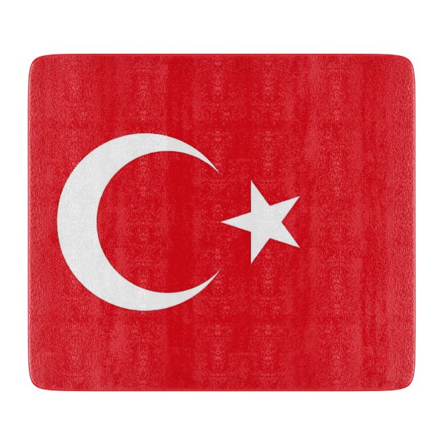Kleine Glasschneidplatte mit türkischer Flagge Schneidebrett (Vorderseite)