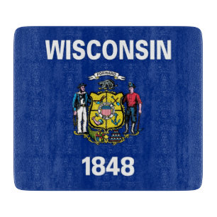 Kleine Glasschneidplatte mit Wisconsin-Flagge Schneidebrett