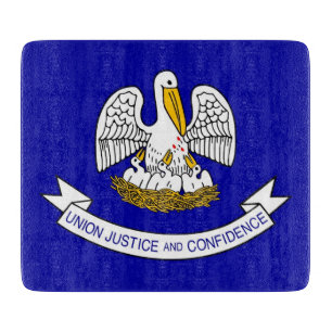 Kleine Glasschneidtafel mit der Flagge von Louisia Schneidebrett