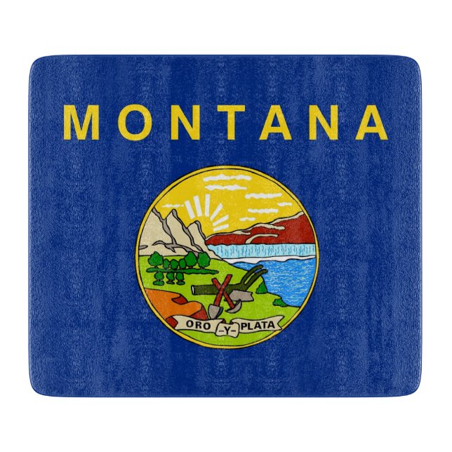 Kleine Glasschneidtafel mit Montana-Flagge Schneidebrett (Vorderseite)