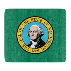 Kleine Glasschneidtafel mit Washingtoner Flagge Schneidebrett