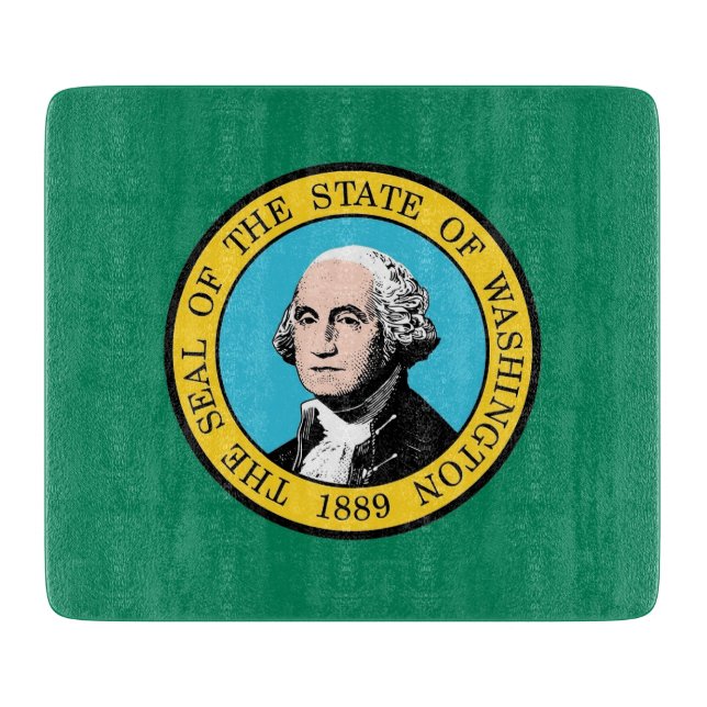 Kleine Glasschneidtafel mit Washingtoner Flagge Schneidebrett (Vorderseite)