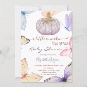 Kleine Glitter-Kürbis-Schmetterlinge Baby Shower Einladung