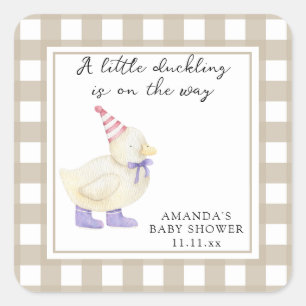 Kleine Glücksente Baby Shower  Quadratischer Aufkleber