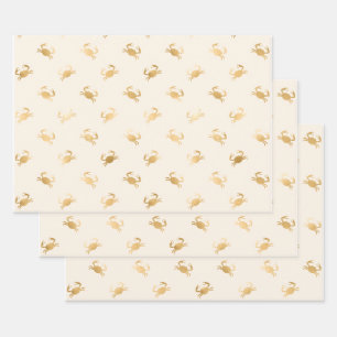 Kleine Goldkrebse auf Off-White Geschenkpapier Set