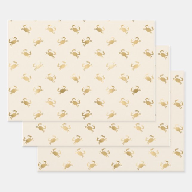 Kleine Goldkrebse auf Off-White Geschenkpapier Set (Set)
