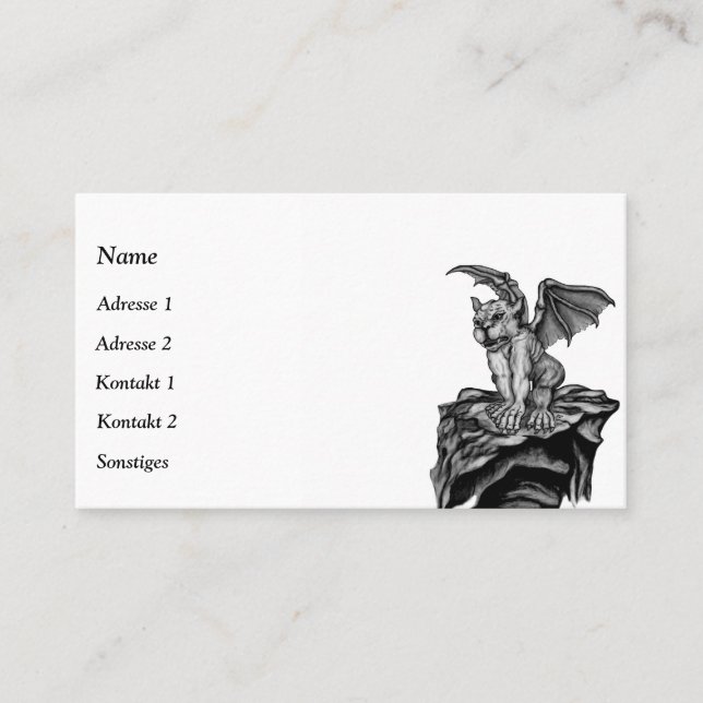 Kleine Golem Gargoyle Business Card Visitenkarte (Vorderseite)
