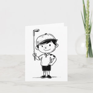 Kleine Golf Player Line Art für Jungen Karte