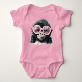 Kleine Gorilla mit rosa Brille Baby Strampler