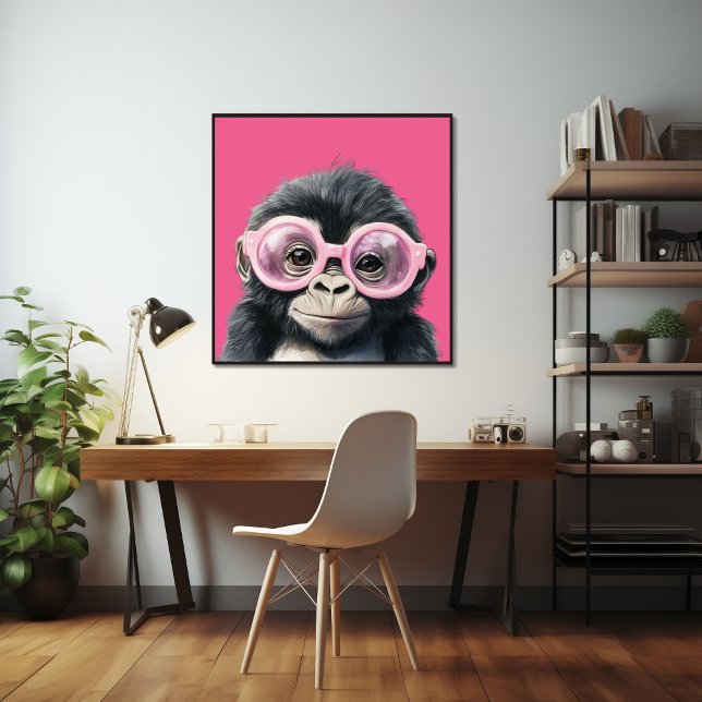 Kleine Gorilla mit rosa Brillenposter Poster (Von Creator hochgeladen)
