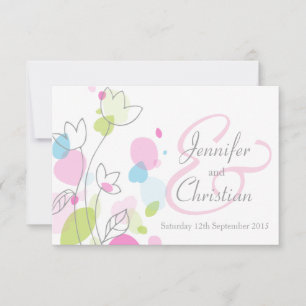 Kleine grafische moderne Blume Blätter Hochzeit ei Einladung