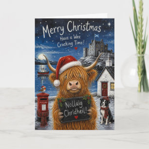 Kleine großartige Highland-Kuh-Weihnachtskarte Karte