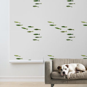 Kleine grüne Fischschulen Tapete