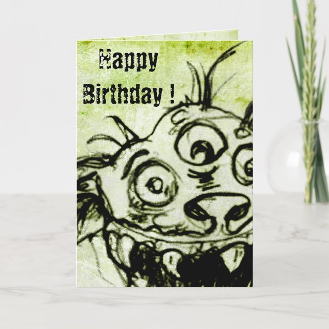 Kleine grüne Monsterskizze Karte (Vorderseite)