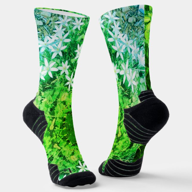 Kleine grüne und weiße Blume Socken (Gewinkelt)