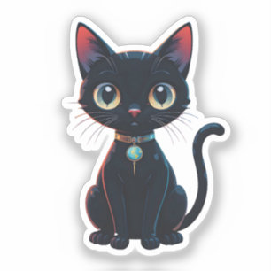 Kleine gruselige schwarze Katze Aufkleber