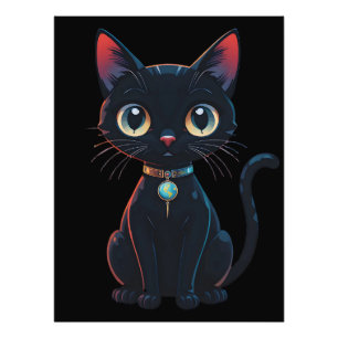 Kleine gruselige schwarze Katze Fotodruck