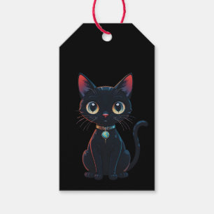 Kleine gruselige schwarze Katze Geschenkanhänger