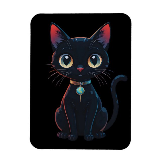 Kleine gruselige schwarze Katze Magnet (Vertikal)